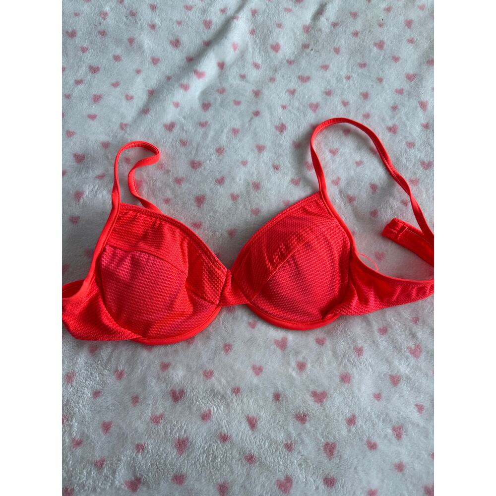 Baltex Vintage 90s Neon Orange Push Up Textured Bikini Swim Top Size 14